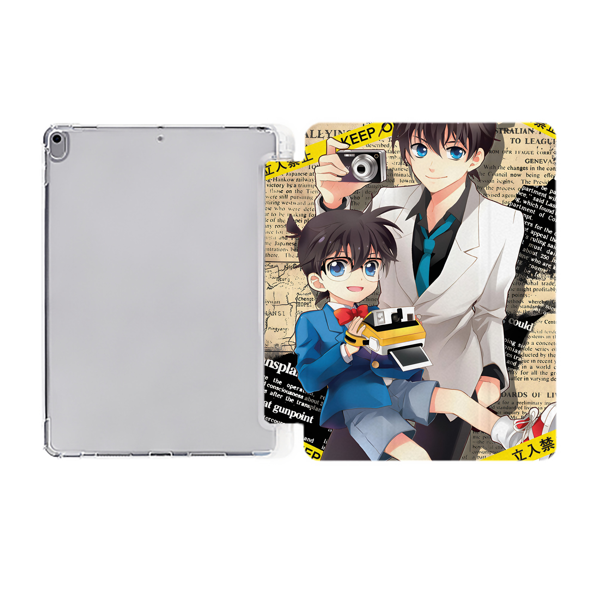 （画像用） 名探偵コナン Detective Conan IPad ケース ペン収納付き 三つ折りスタンド PUレザー×シリコン 対応機種9.5/10.5/10.9インチ